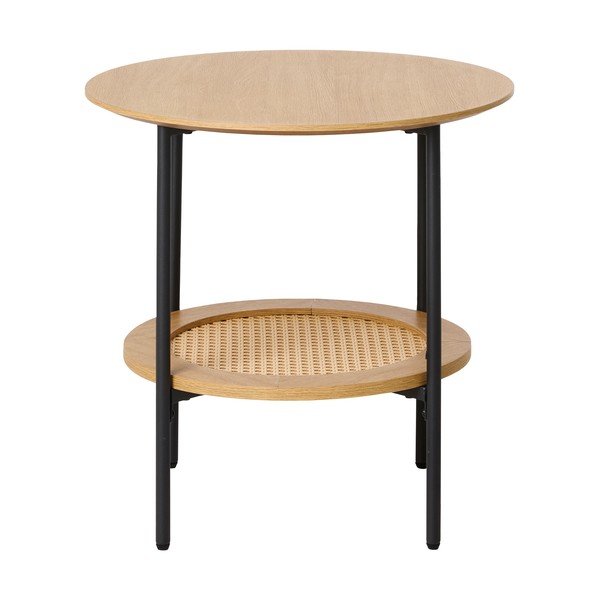 Ümmargune abilaud tammepuust dekoratsiooniga, ø 50 cm Pensacola - Unique Furniture-image-1