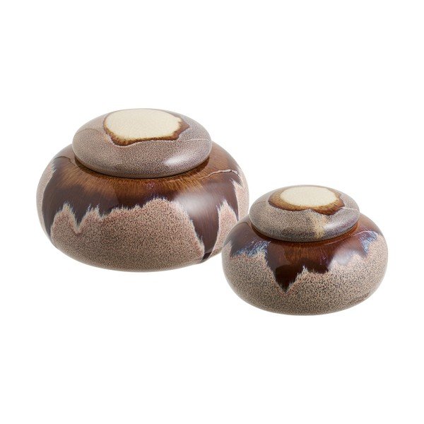 Pruunid dekoratiivsed keraamilised hoiukarbid 2tk komplektis ø 15x8,5 cm - House Nordic