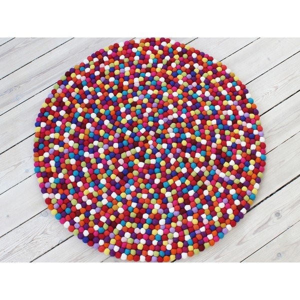 Tumepunane pallivillane vaip , ⌀ 120 cm Ball Rugs - Wooldot-image-1