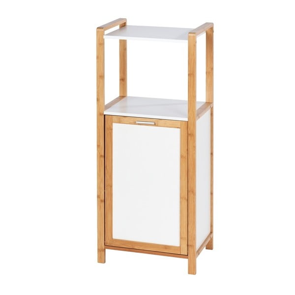 Bambusový koupelnový regál s vestavěným košem na prádlo Wenko Finja-image-1