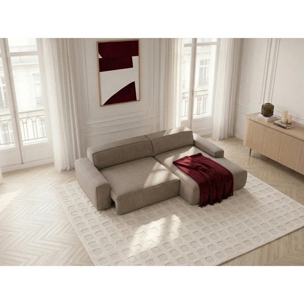 Hallikaspruun diivanvoodi/elektrilise istmepikendusega nurgadiivan (paremas nurgas) Abel - Bobochic Paris-image-1
