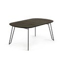 Tumepruun pikendatav tuhapuidu dekooriga söögilaud 100x170 cm Norfort – Kave Home