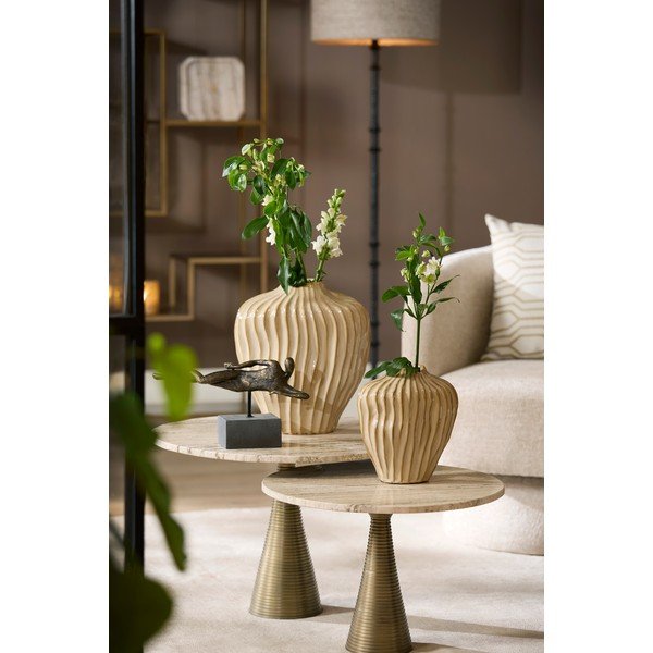 Ümmargune kohvilaud kivist pealispinnaga pronksvärvis/hele naturaalses värvitoonis ø 50 cm Bahia - Light & Living-image-1