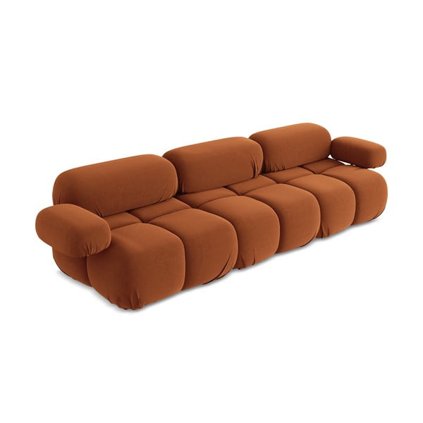 Oranž sametist moodulsofa 285 cm Lokua - Makamii-image-1