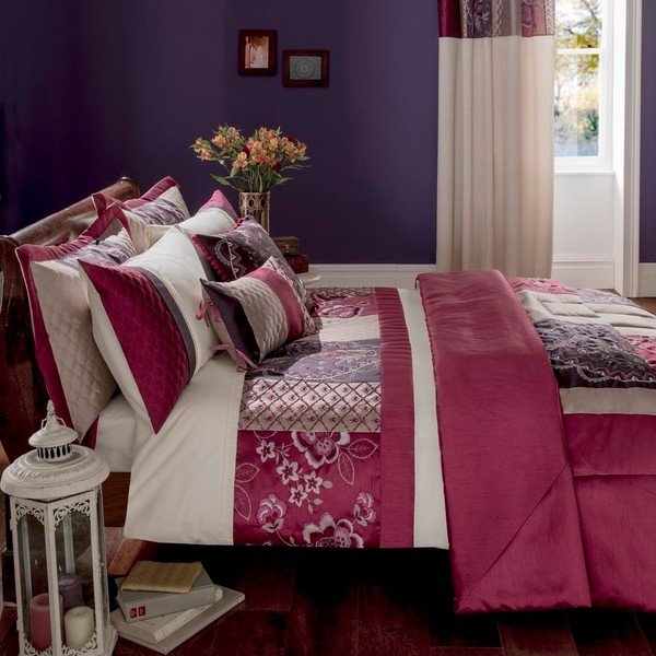 Povlečení Border Patchwork Plum, 135x200 cm