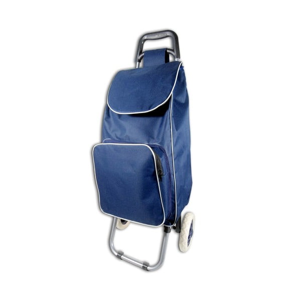Modrý nákupní košík na kolečkách s termo kapsou JOCCA