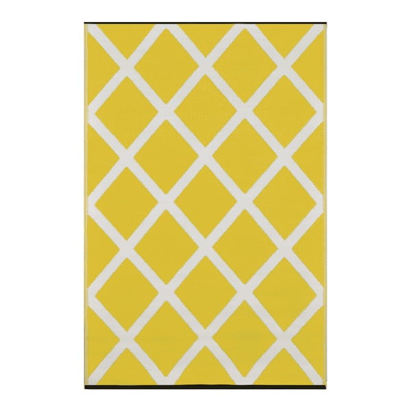 Žluto-krémový oboustranný koberec vhodný i do exteriéru Green Decore Diamond, 90 x 150 cm
