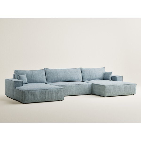 Helesinine šenilldiivanvoodi/panipaigaga nurgadiivan ("U"-kujuline) Kyoto - Maison de Rêve-image-2