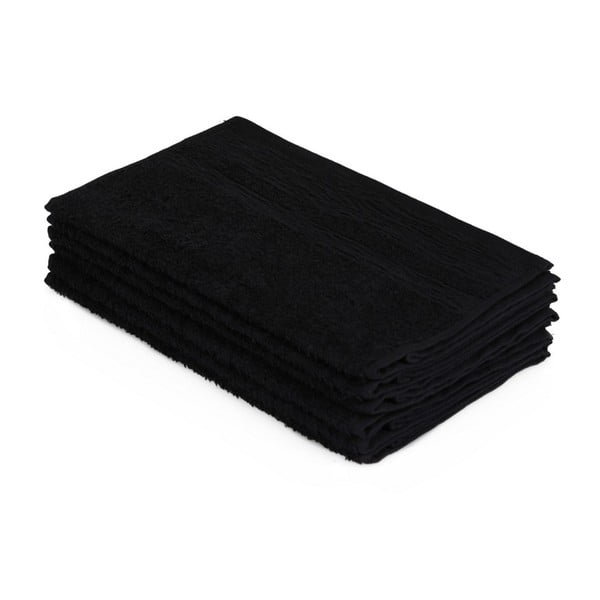 Sada šesti černých ručníků Beverly Hills Polo Club, 50 x 30 cm