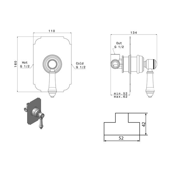 Pronks dušisegisti (1 väljund) Vienna - Sapho-image-1