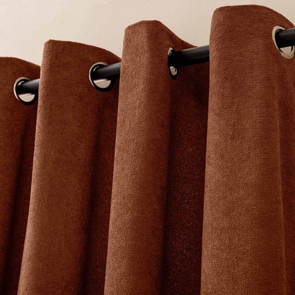 Terrakota värvi bouclé kardin 140x260 cm Winona - douceur d'intérieur-image-2