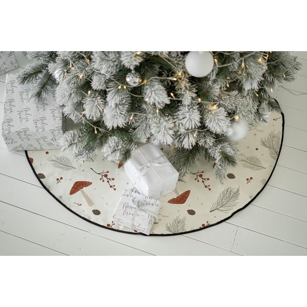 Valge pestav jõulumotiividega puuvillane ümmargune vaip kuusepuu alla ø 133 cm Toadstool - Butter Kings-image-1