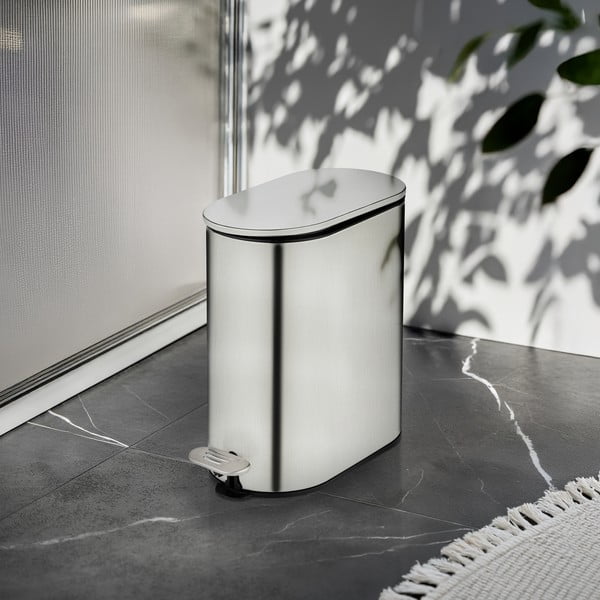 Matt hõbedane roostevabast terasest prügikast 5 l Collungo - Wenko-image-1