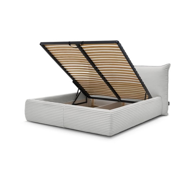 Helehall polsterdatud kaheinimesevoodi koos voodipõhja ja panipaigaga 180x200 cm Jade - Bobochic Paris-image-3