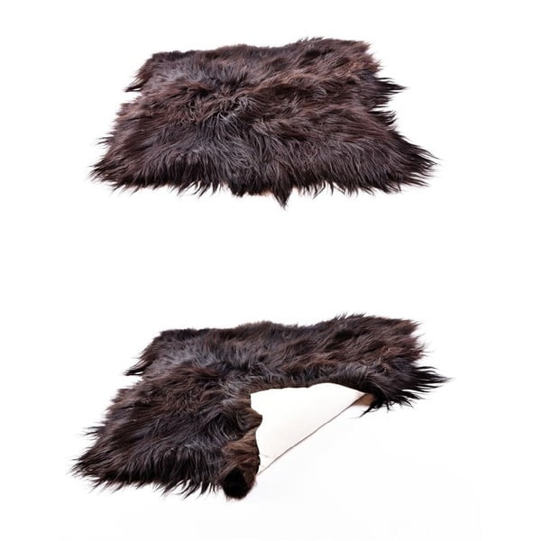 Tmavý kožešinový koberec s dlouhým chlupem, 90 x 80 cm-image-4