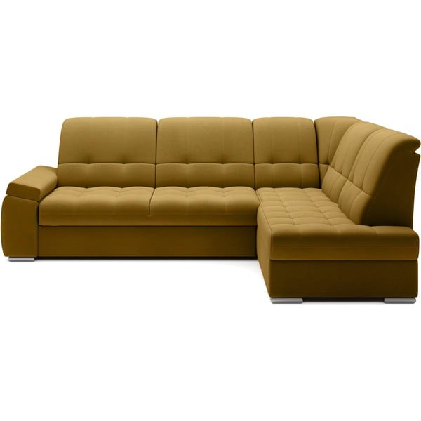 Kollane sametist lahtikäiv/sahtliga nurgadiivan (parem nurk/L-kujuline) Sado – ELTAP