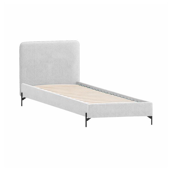 Helehall polsterdatud üheinimesevoodi koos voodipõhjaga 90x200 cm Barker - Ropez