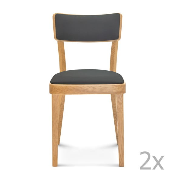 Sada 2 dřevěných židlí s šedým polstrováním Fameg Lone