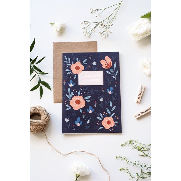 Katmata ringlussevõetud paberist märkmik A5 motiiviga Lilled , 60 lehekülge - Printintin-image-1