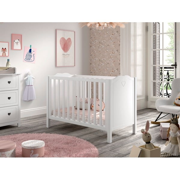 Valge männi täispuidust narivoodi 60x120 cm Amori – Vipack-image-1