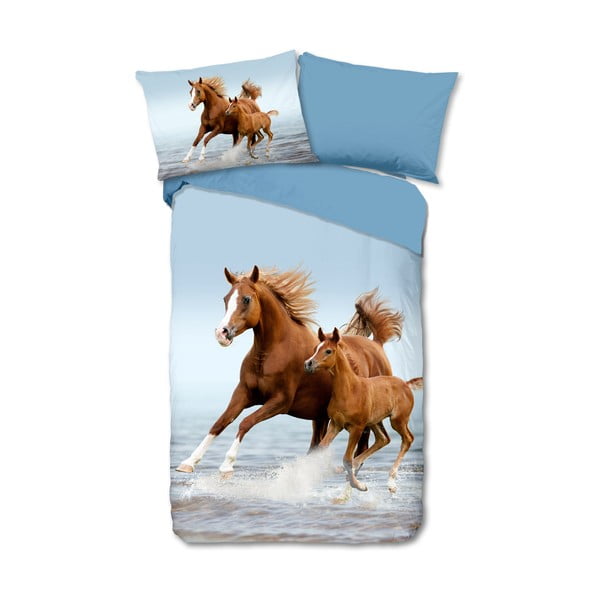 Sinine puuvillane laste voodipesu üheinimesevoodile 140x200 cm Free - Good Morning