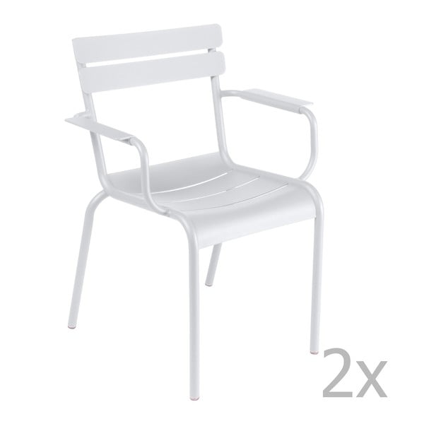Sada 2 bílých židlí s područkami Fermob Luxembourg