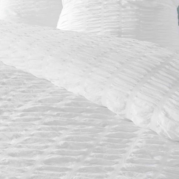 Valge krepp-voodipesu üheinimesevoodile 140x200 cm Plissia - douceur d'intérieur-image-2