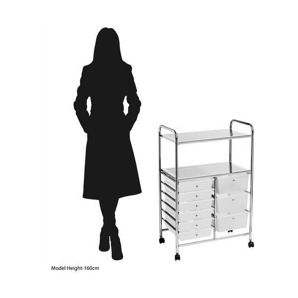 Plastikust ratastega riiul valge-hõbedane 64x97 cm - Premier Housewares-image-3