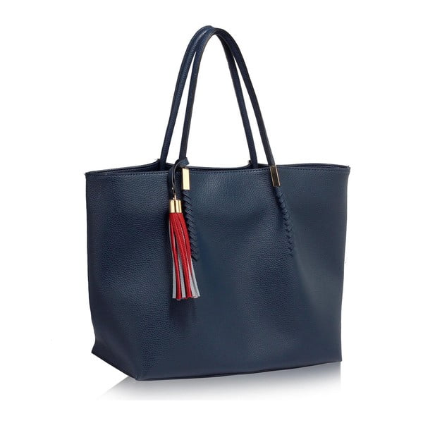 Tmavě modrá kabelka z eko kůže L&S Bags Tassel