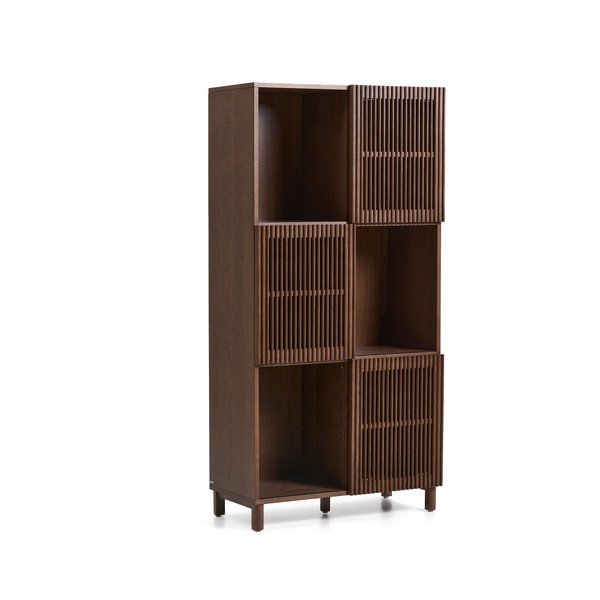 Tumepruun lükandustega raamaturiiul 84,5x170x42,5 cm Beyla - Kave Home-image-4