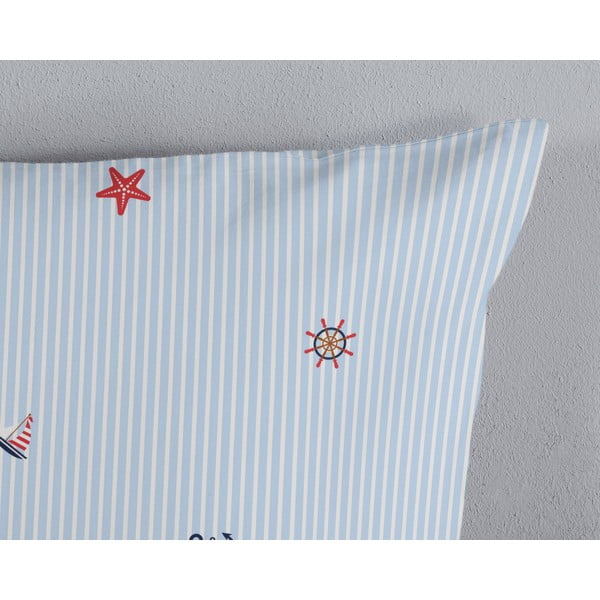 Valge-sinine puuvillane voodipesu üheinimesevoodile 140x200 cm Yachtclub - Good Morning-image-3
