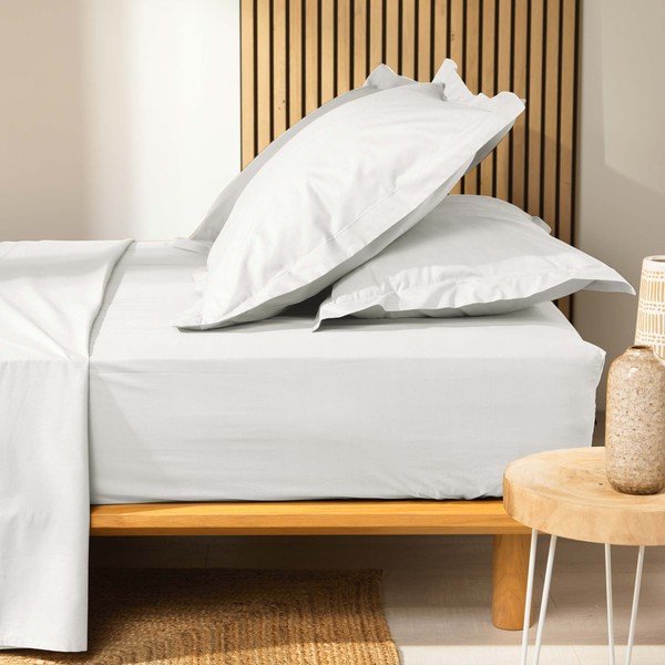 Valge orgaanilisest puuvillast kummiga lina 140x190 cm Biolina - douceur d'intérieur-image-2