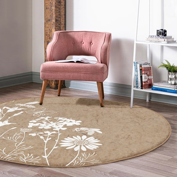 Helepruun pestav ümmargune vaip, sobitub robottolmuimejaga ø 80 cm Comfort - Mila Home-image-1