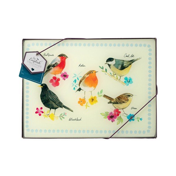 Sada 4 prostírání z tvrzeného skla David Mason Garden Birds