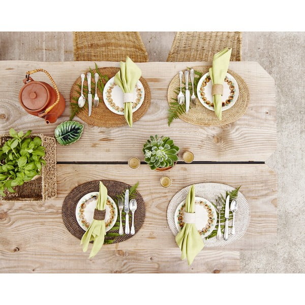 Valge rotangist taldrik, 30 x 40 cm - Tiseco Home Studio-image-1