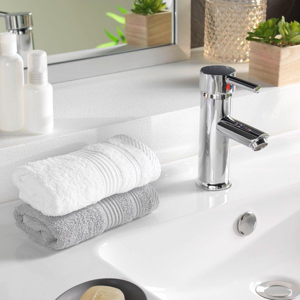 Valge frotee puuvillane rätik 30x50 cm Tendresse - douceur d'intérieur-image-1