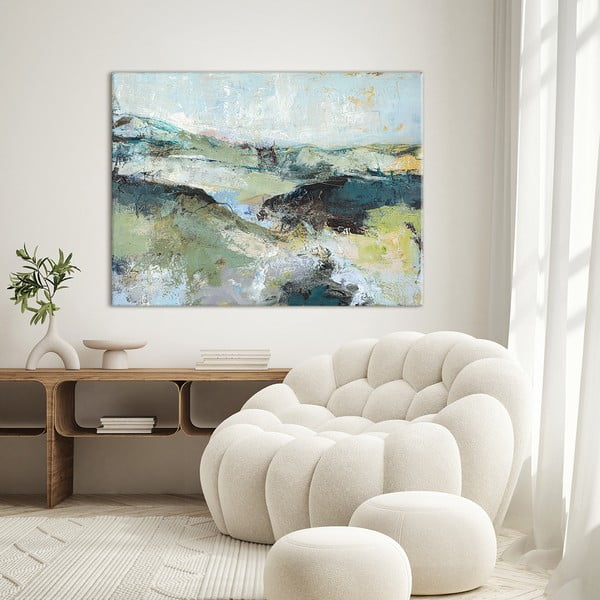 Käsitsi maalitud elementidega maal 118x90 cm Green Mountain - Malerifabrikken-image-1