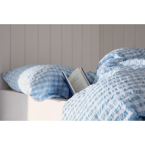 Valge ja helesinine krepp voodipesu üheinimesevoodile 140x200 cm Bæk&Bølge - JUNA-image-3