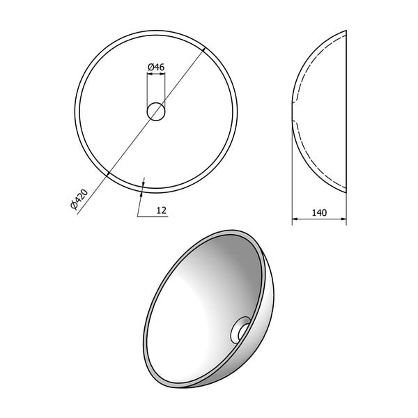Kuldne ümmargune klaasist valamu ø 42 cm Fianna - Sapho-image-4