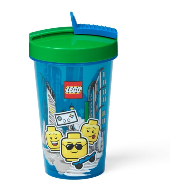 Sinine tass rohelise kaane ja kõrrega , 500 ml Iconic - LEGO®-image-2