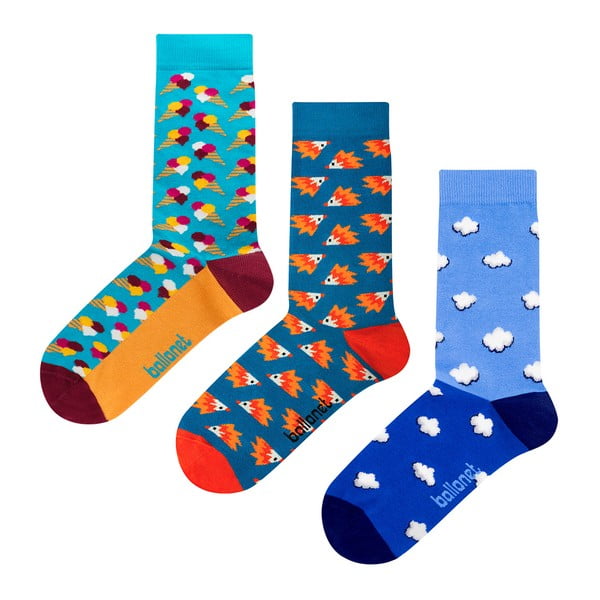 Set 3 párů ponožek Ballonet Socks Novelty Blue v dárkovém balení, velikost 41 - 46
