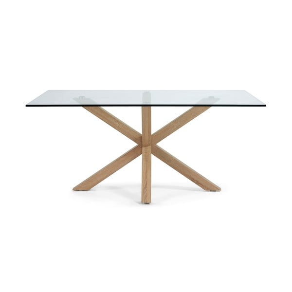 Klaasist söögilaud naturaalse alusega , 160 x 90 cm Argo - Kave Home-image-2