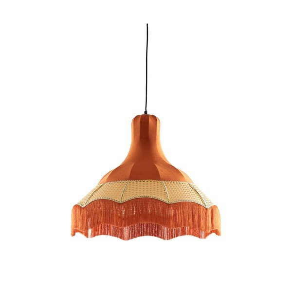Oranž rippvalgusti tekstiilist varjuga ø 50 cm Mizia - Light & Living-image-2