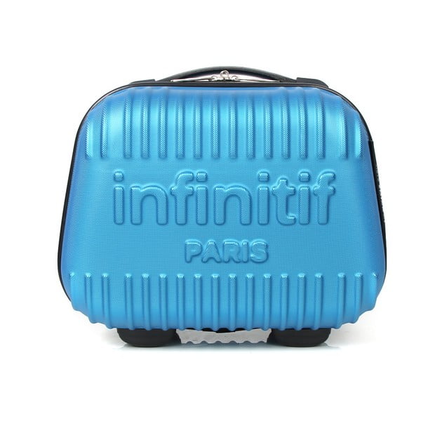 Světle modrý kosmetický kufřík s potiskem INFINITIF, 12 l