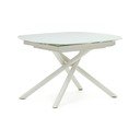 Valge kokkupandav söögilaud klaasist lauaplaadiga 100x130 cm Yodalia - Kave Home