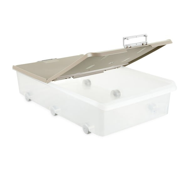 Průhledný úložný box pod postel na kolečkách s béžovým víkem Ta-Tay Storage Box-image-1