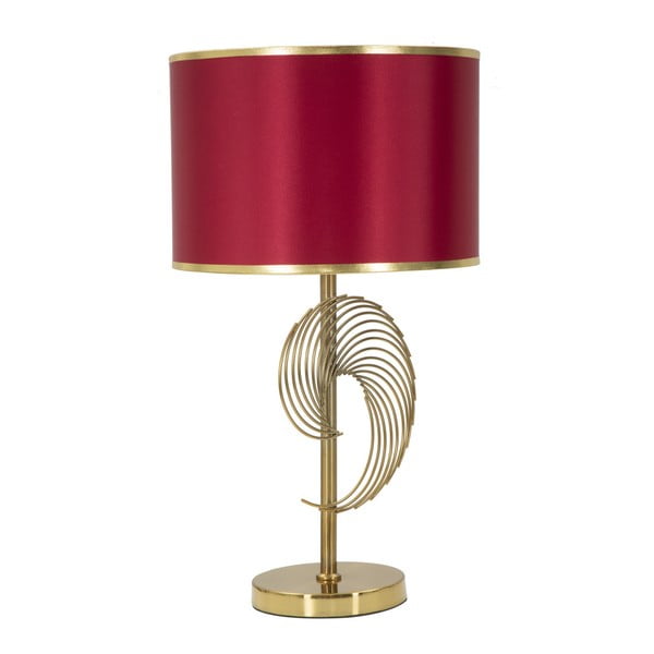 Vínově červená stolní lampa s konstrukcí ve zlaté barvě Mauro Ferretti Spiral
