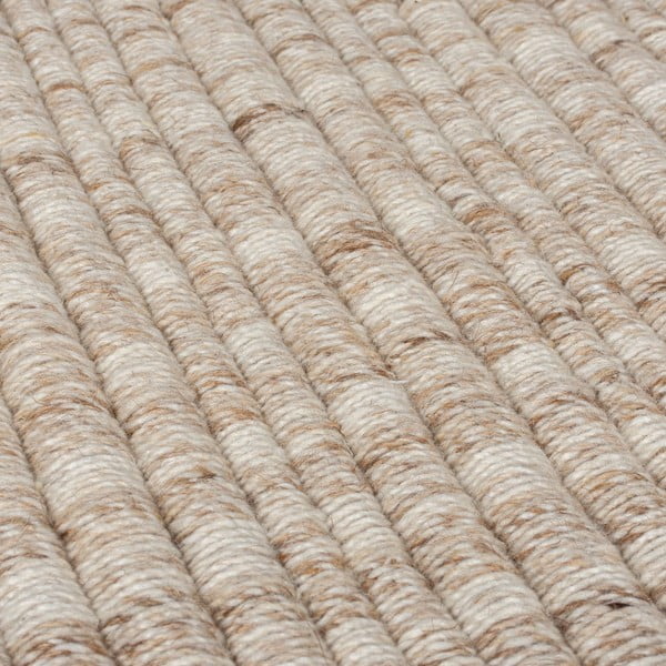Beež käsitsi kootud villasegu vaip 120x170 cm Rene Fringed Ribbed - Flair Rugs-image-3