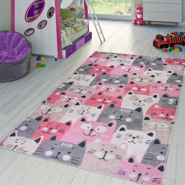Roosa laste vaip 120x180 cm Silly Cats - Vitaus-image-1