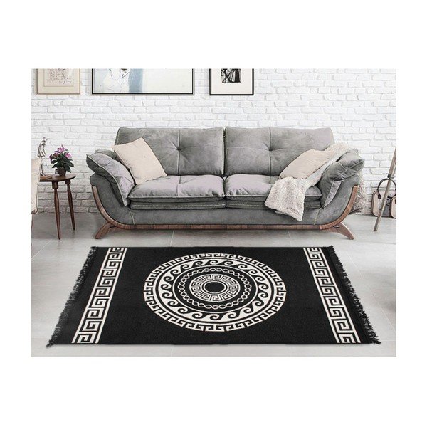 Beež ja must kahepoolne vaip Mandala, 120 x 180 cm - Cihan Bilisim Tekstil-image-3